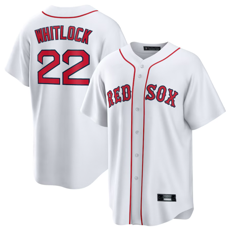 Custom #22 White BOS Baseball Shirt Top