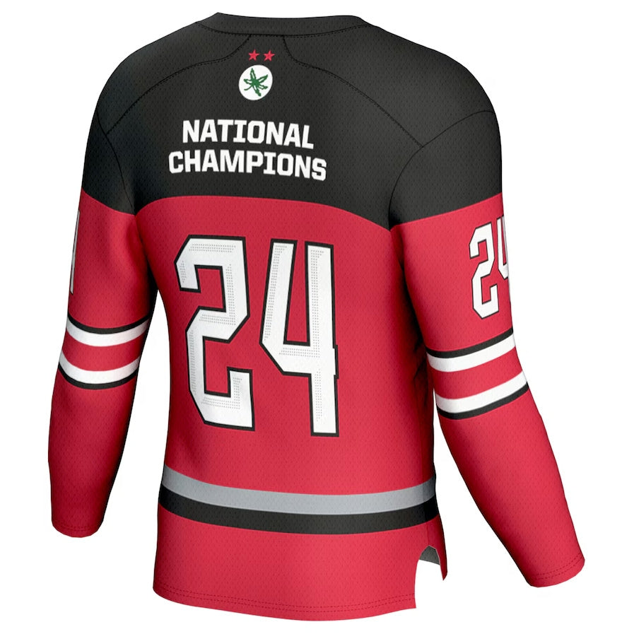 Custom #24 Scarlet OSU Hockey Shirt Top