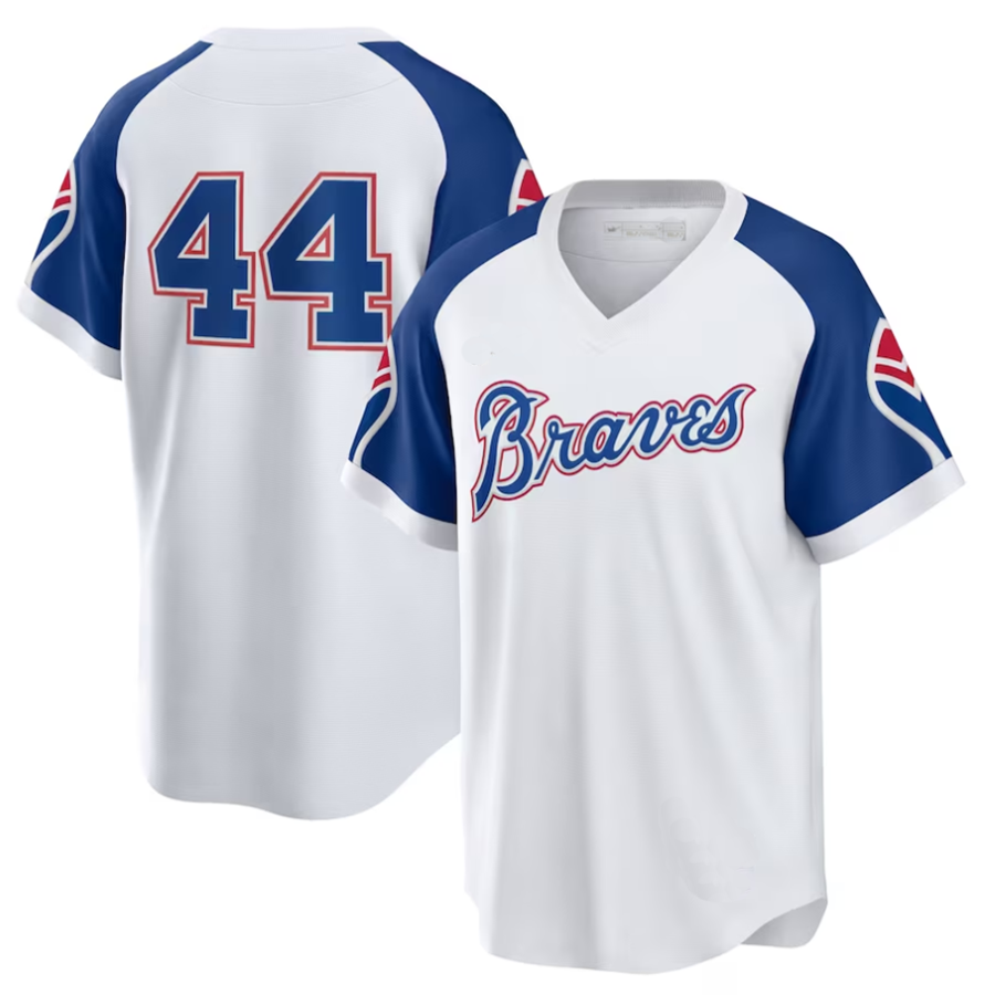 Custom #44 White ATL Baseball Shirt Top