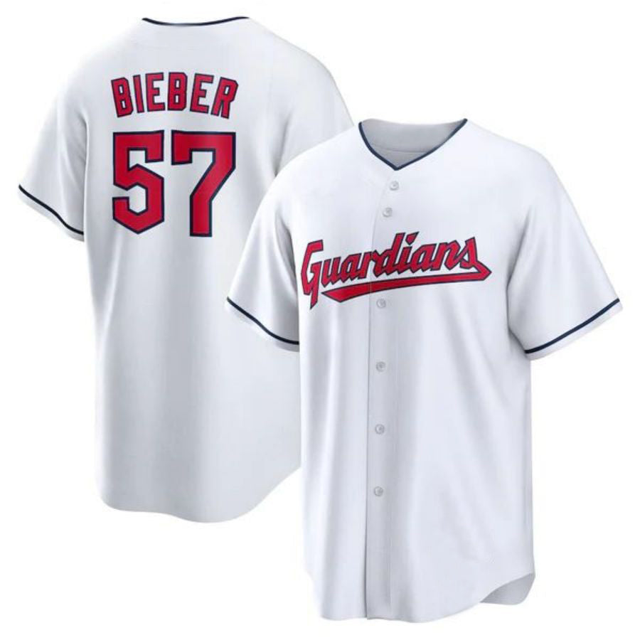 Custom #57 White CLE Baseball Shirt Top