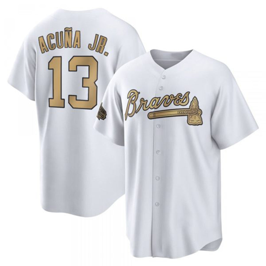 Custom #13 White All Star ATL Baseball Shirt Top