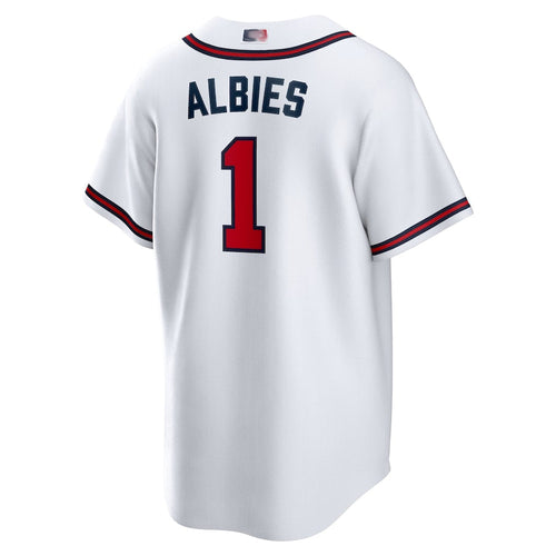 A.Braves #1 Ozzie Albies Player White Home Replica Baseball Jerseys