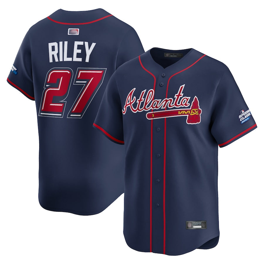 Custom #27 Navy ATL Baseball Shirt Top