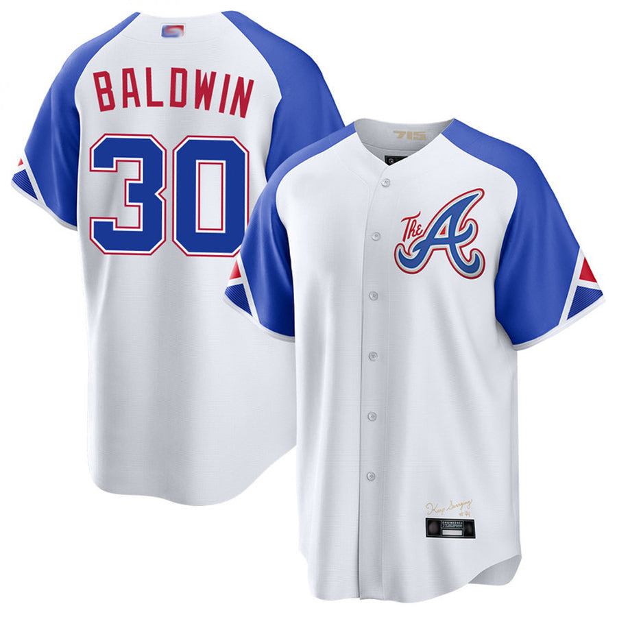 Custom #30 White City Connect ATL Baseball Shirt Top