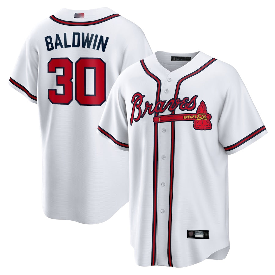 Custom #30 White ATL Baseball Shirt Top