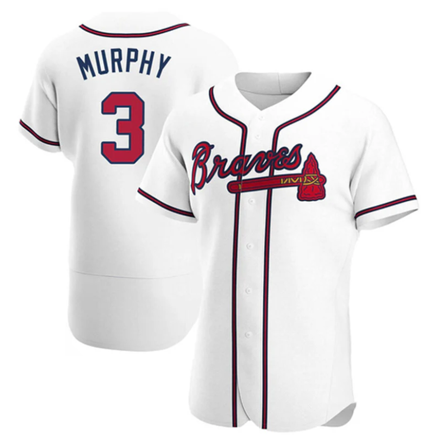 Custom #3 White ATL Baseball Shirt Top