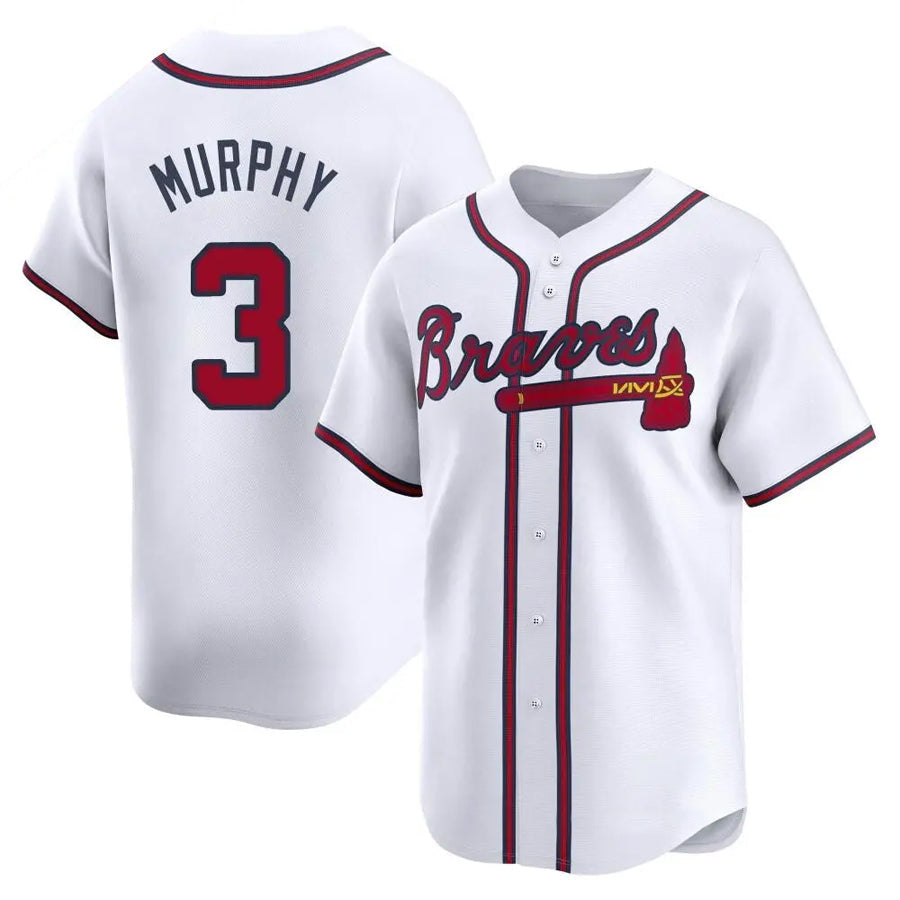 Custom #3 White ATL Baseball Shirt Top