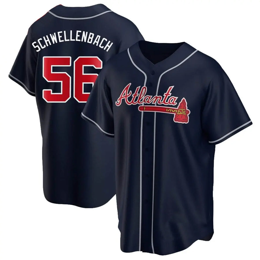 Custom #56 Navy ATL Baseball Shirt Top
