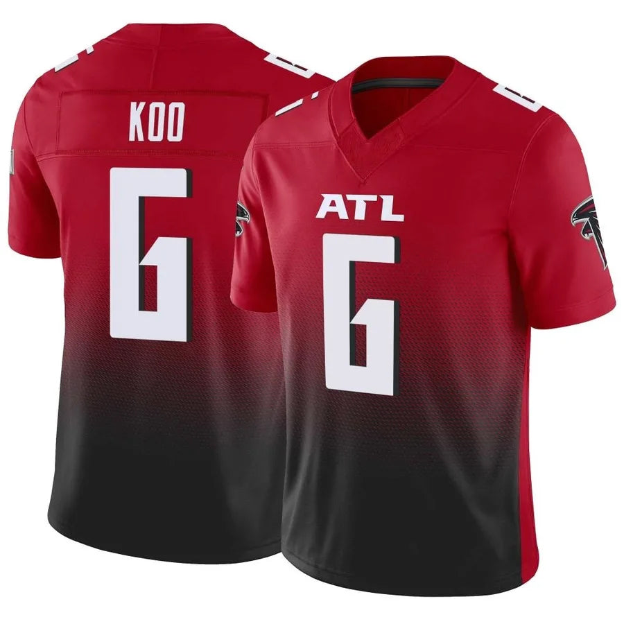 Custom #6 Red ATL Football Shirt Top