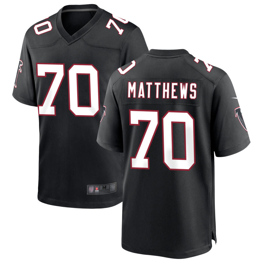 Custom #70 Black Throwback ATL Football Shirt Top