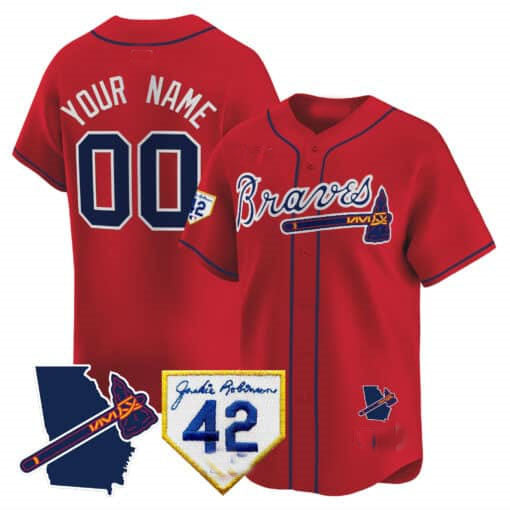 Custom A.Braves Robinson & Georgia Patch Vapor Premier Limited 篓CStitched Baseball Jerseys
