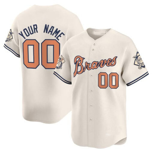 Custom A.Braves Peaches n隆炉 Cream Vapor Premier Limited 篓C All Stitched Baseball Jerseys