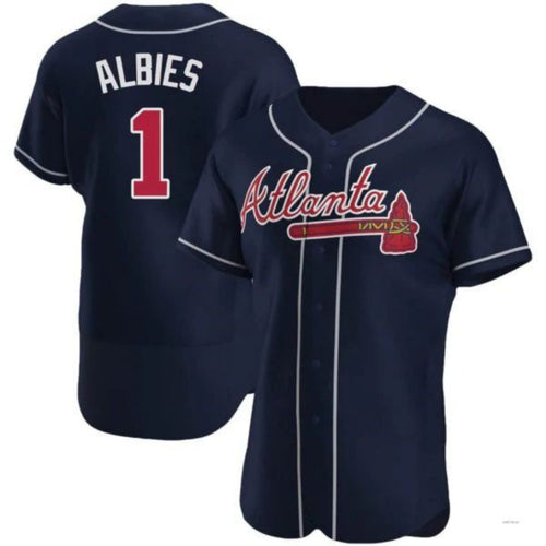 Custom #1 Navy ATL Baseball Shirt Top