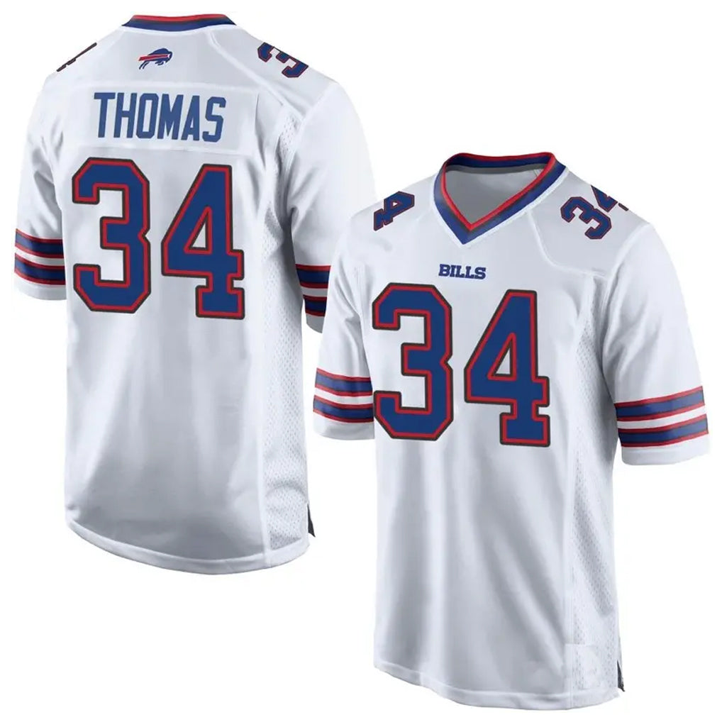 Custom #34 White BUF Football Shirt Top