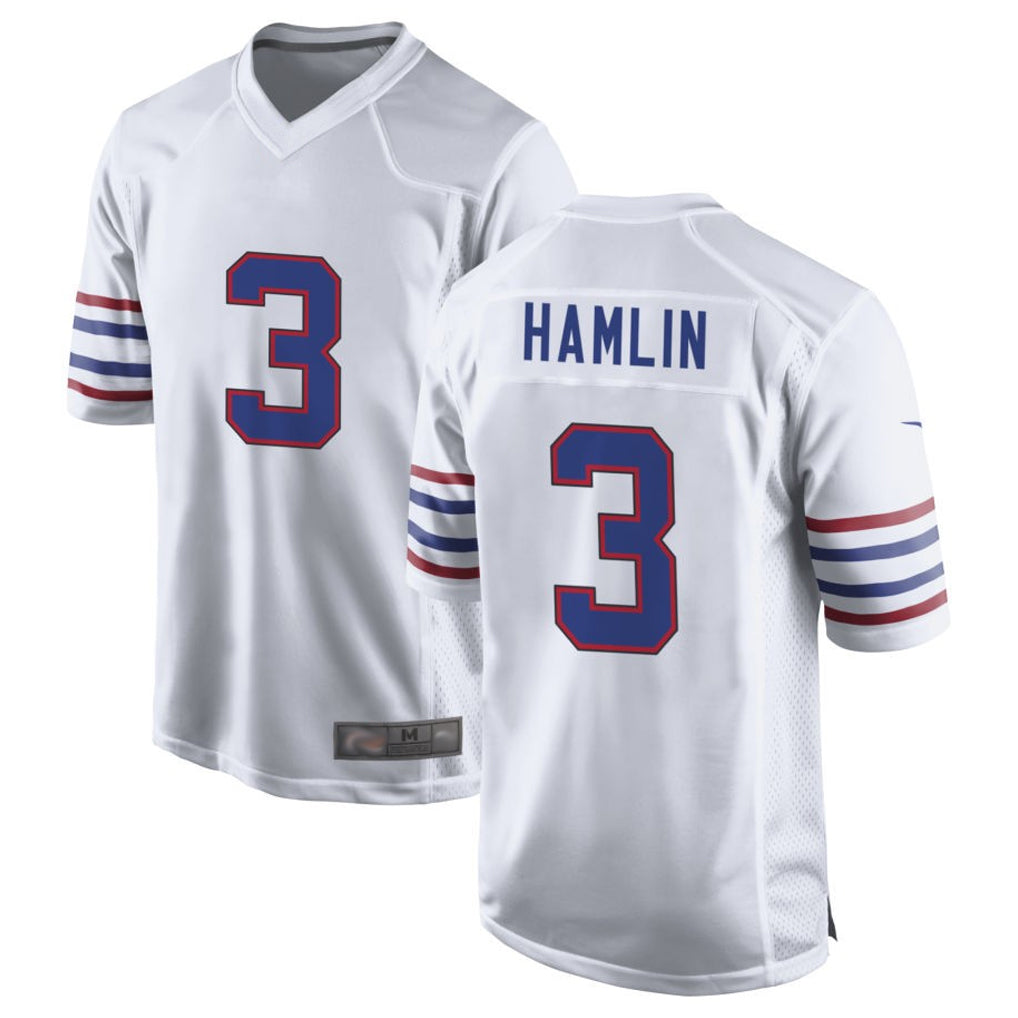 Custom #3 White BUF Football Shirt Top