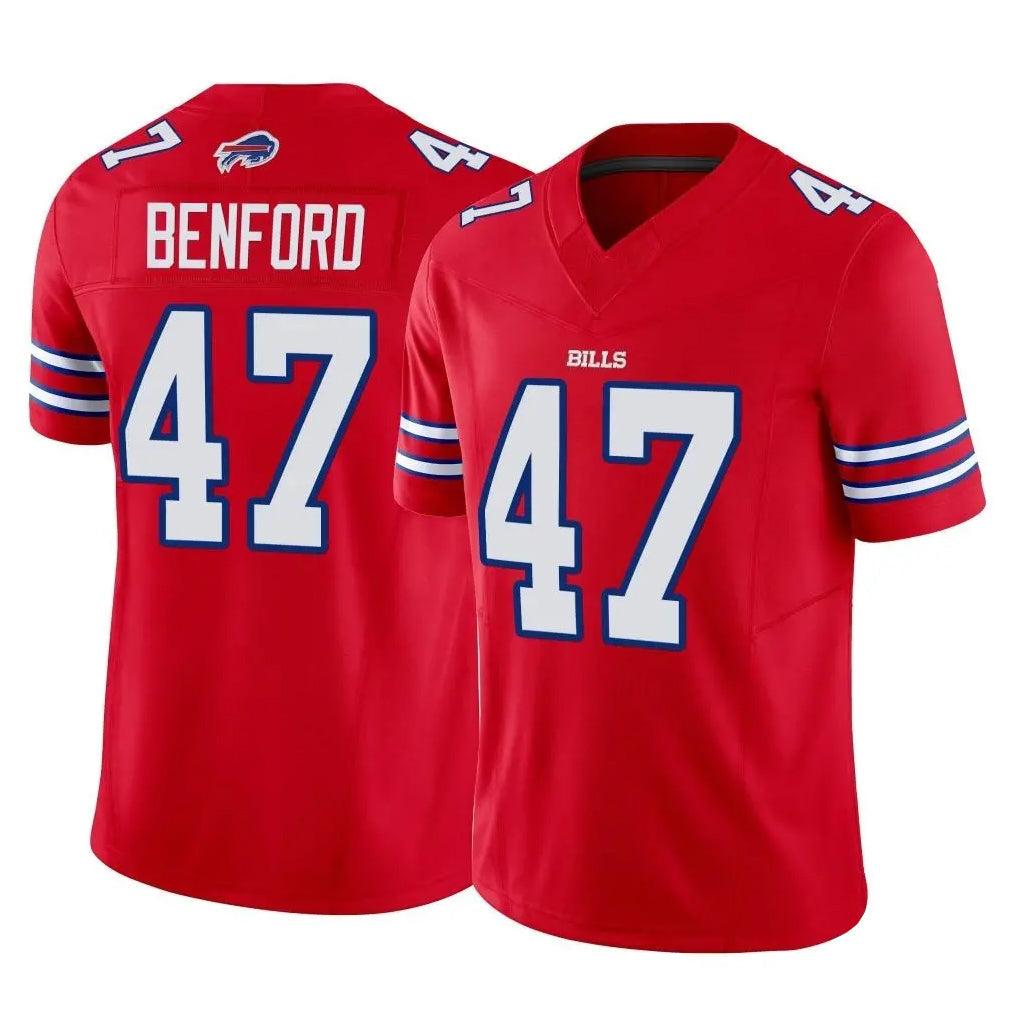 Custom #47 Red BUF Football Shirt Top