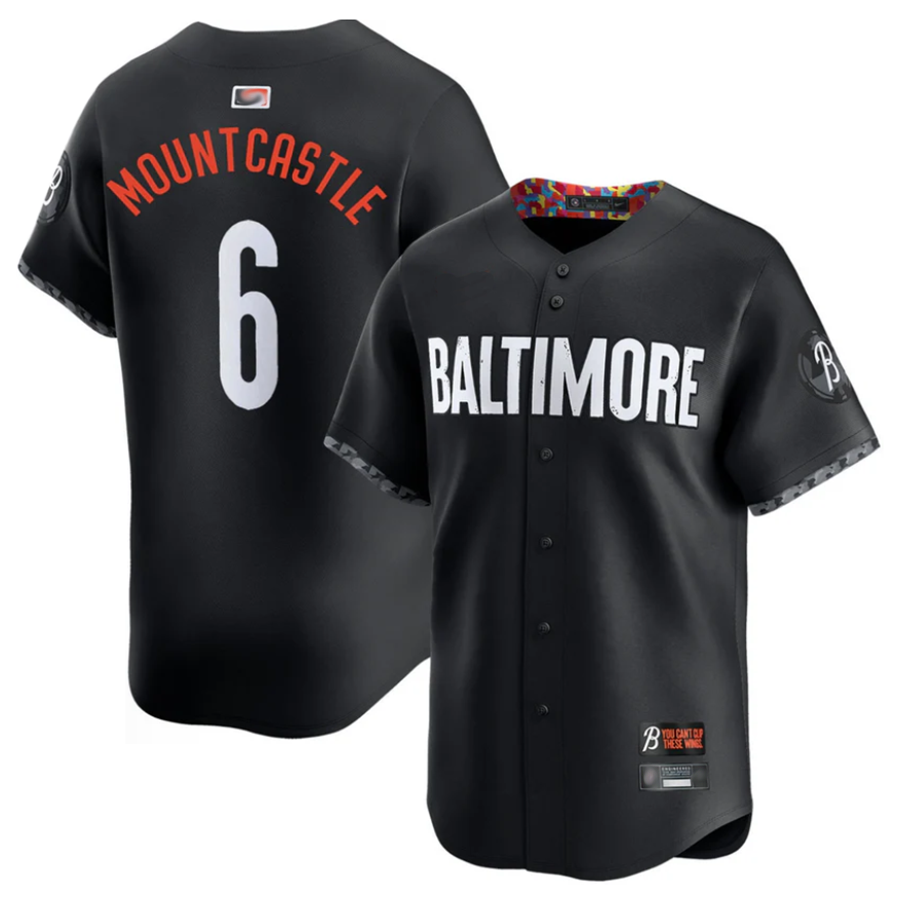 Custom #6 Black City Connect BAL Baseball Shirt Top