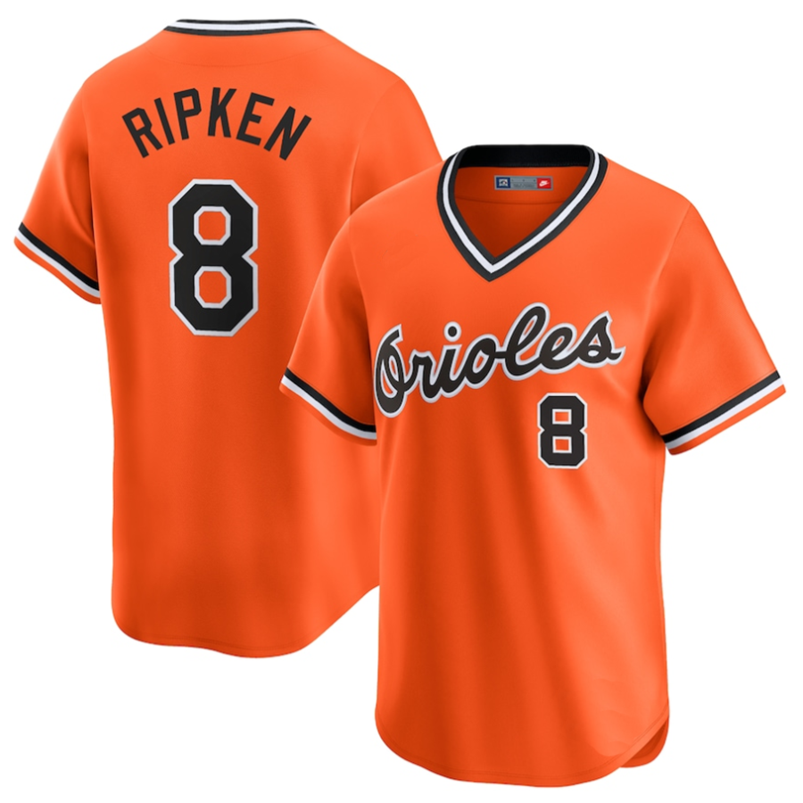 Custom #8 Orange Throwback BAL Baseball Shirt Top