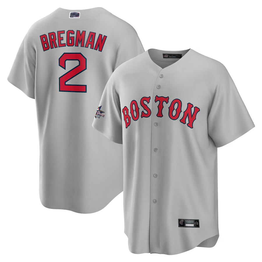 Custom #2 Gray All Star BOS Baseball Shirt Top