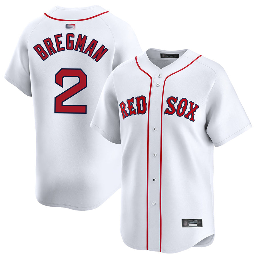 Custom #2 White BOS Baseball Shirt Top