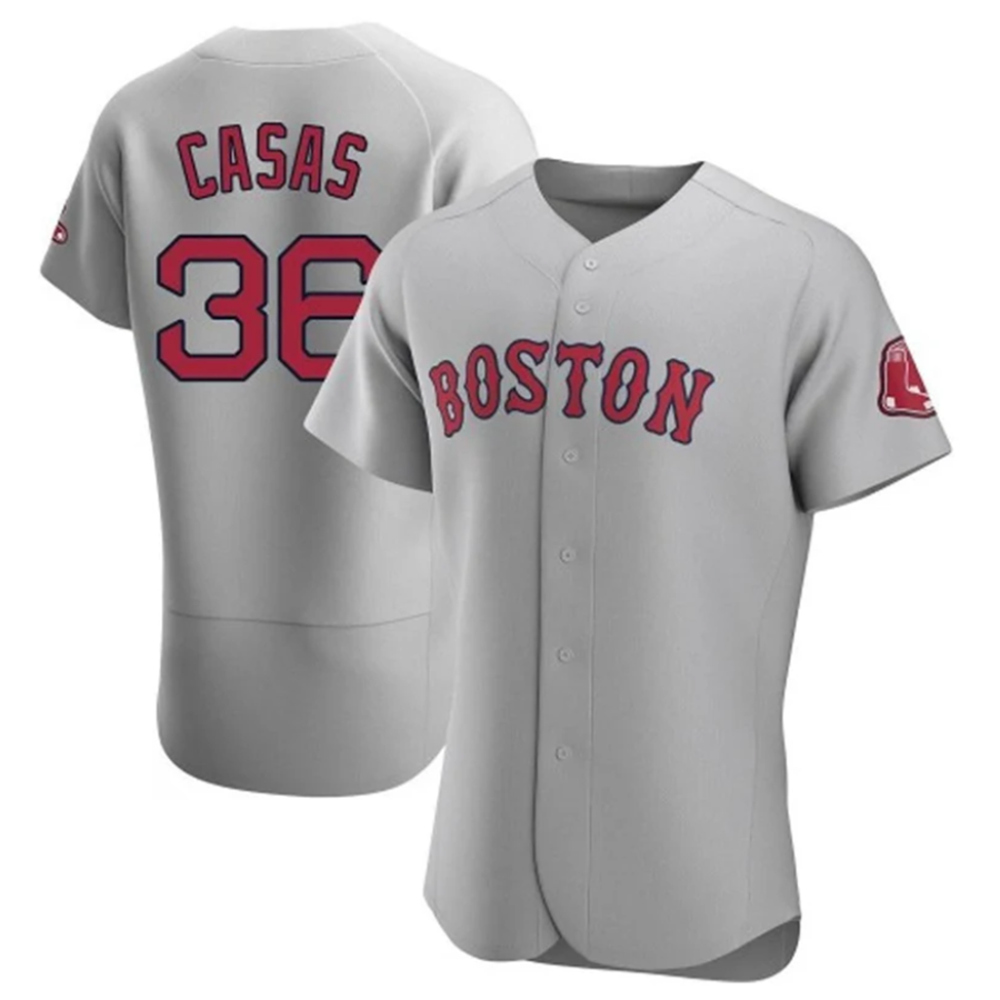 Custom #36 Gray BOS Baseball Shirt Top
