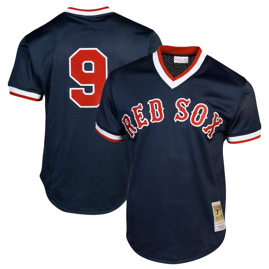 Custom #9 Navy BOS Baseball Shirt Top