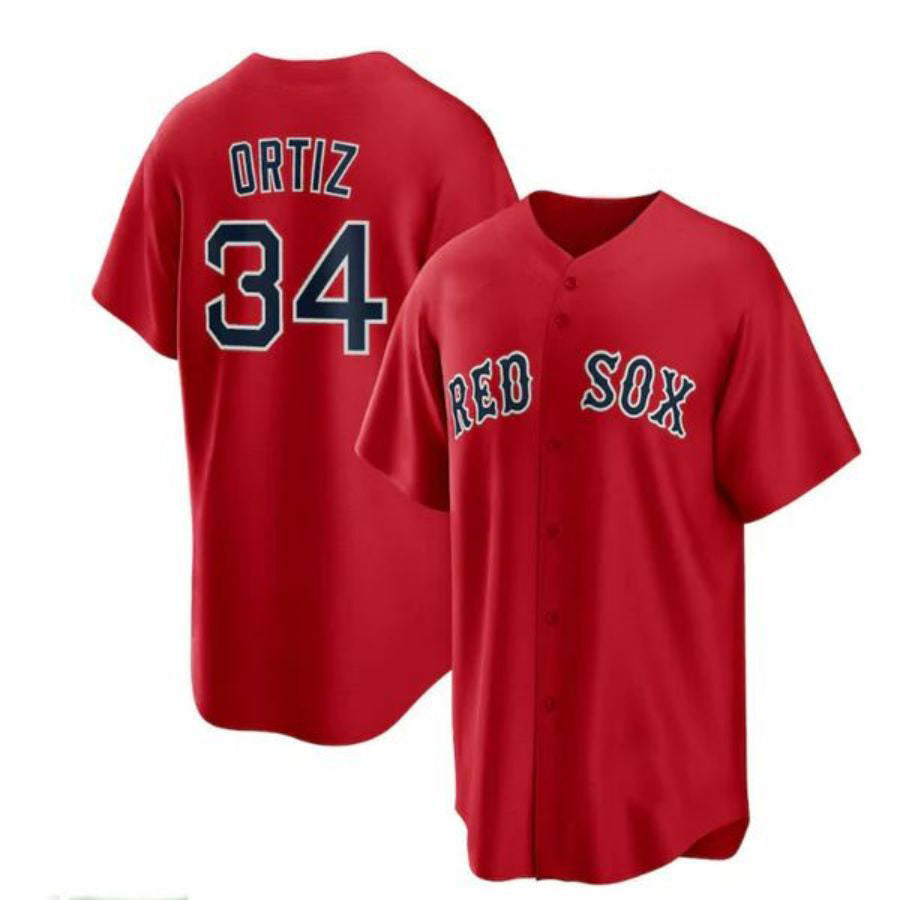 Custom #34 Red BOS Baseball Shirt Top