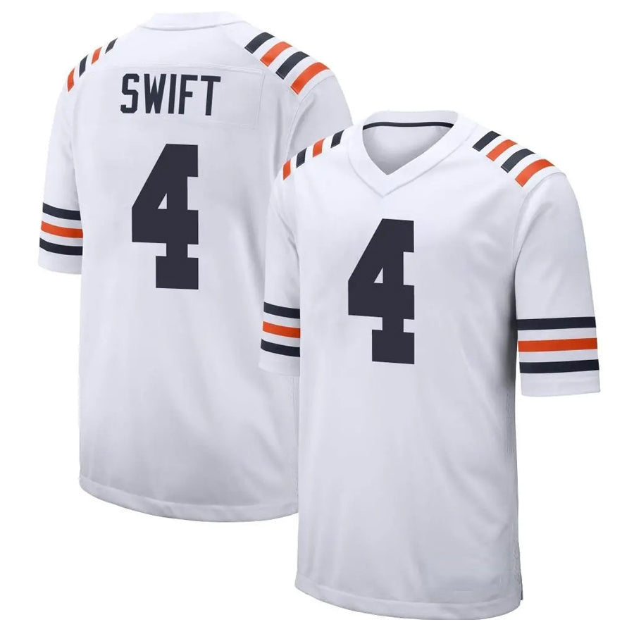 Custom #4 White CHI Football Shirt Top