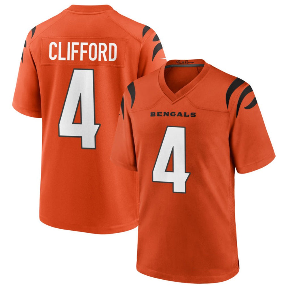 Custom #4 Orange CIN Football Shirt Top