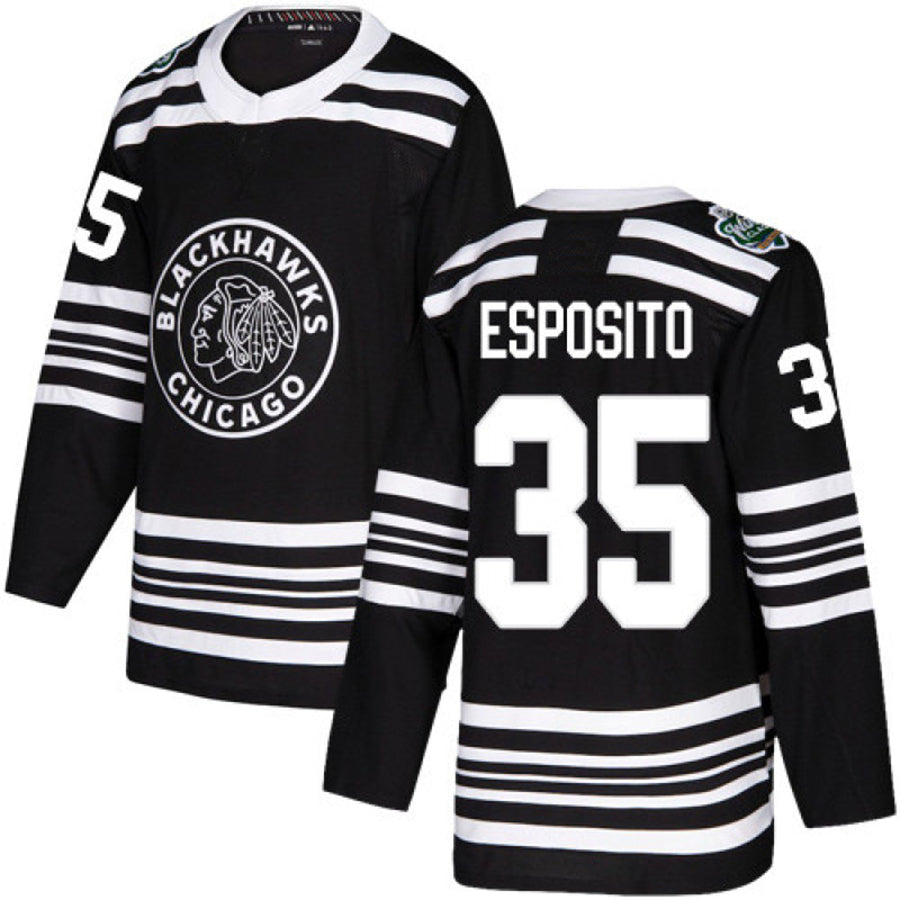 Custom #35 Black CHI Hockey Shirt Top