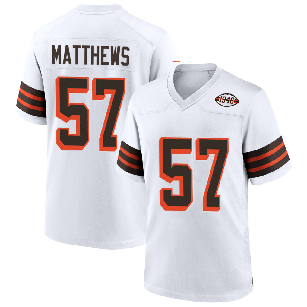 Custom #57 White 1946 CLE Football Shirt Top