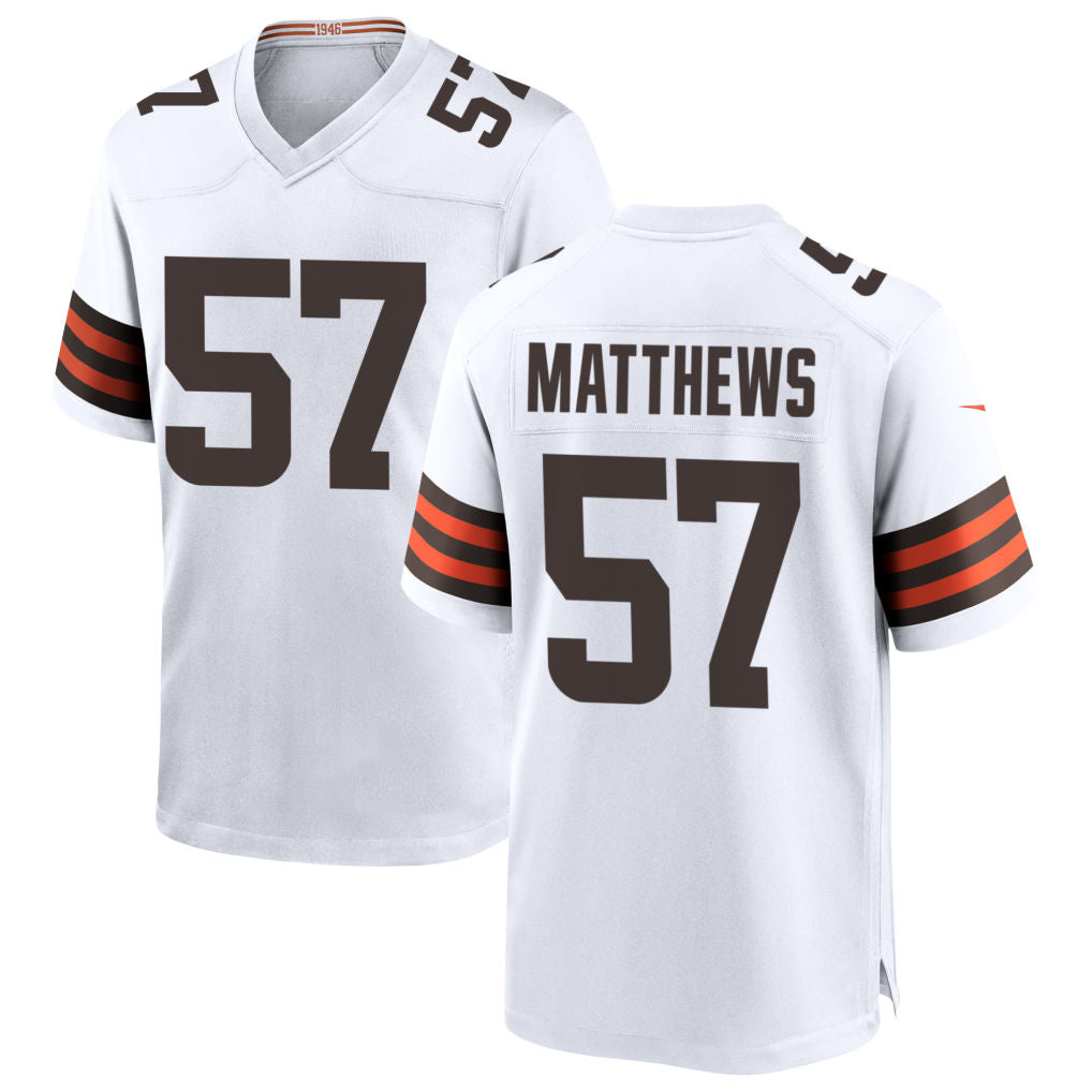 Custom #57 White CLE Football Shirt Top