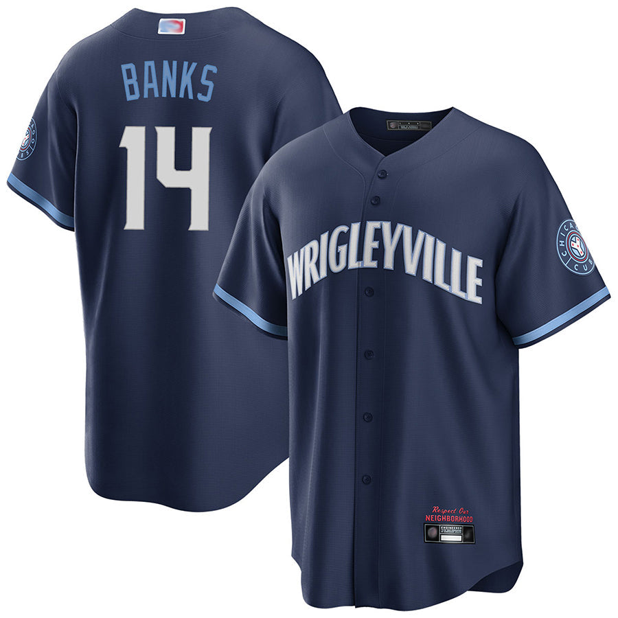 Custom #14 Navy City Connect CHC Baseball Shirt Top