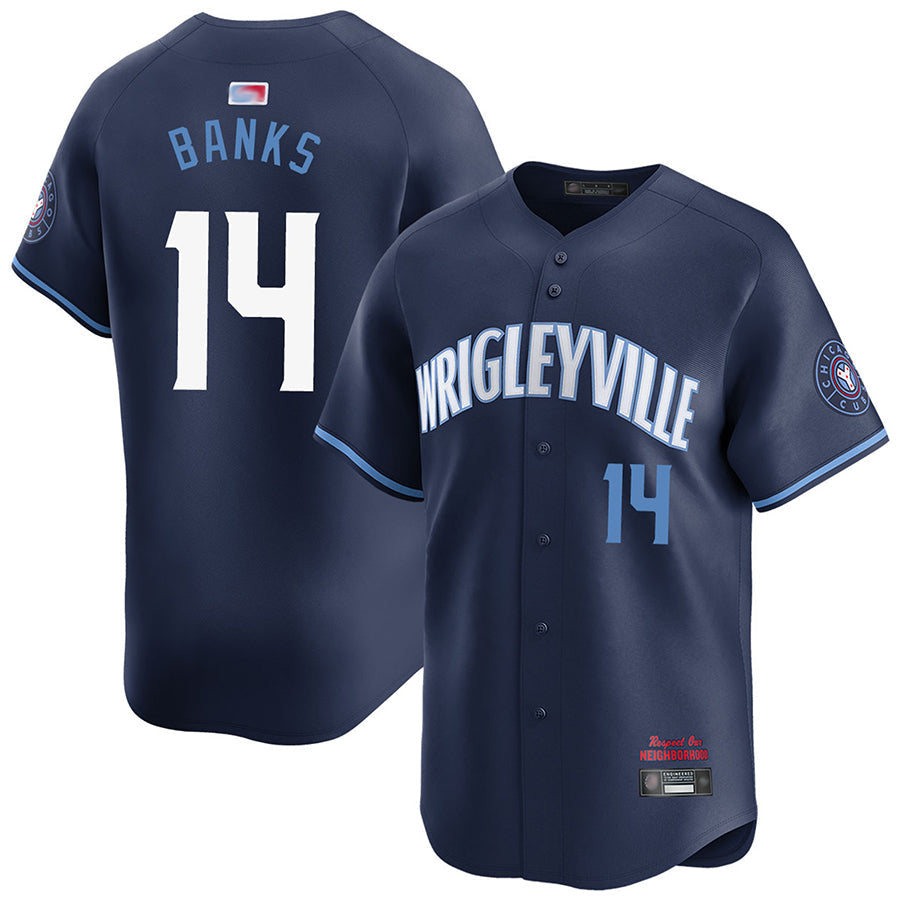 Custom #14 Navy City Connect CHC Baseball Shirt Top