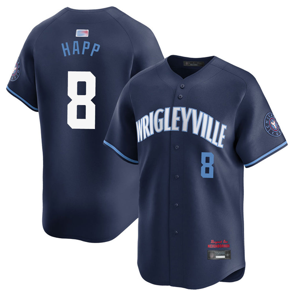 Custom #8 Navy City Connect CHC Baseball Shirt Top