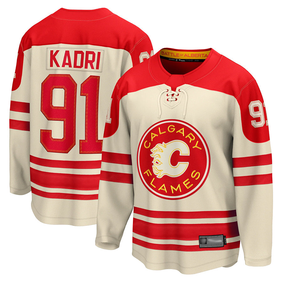 Custom #91 Cream CGY Hockey Shirt Top