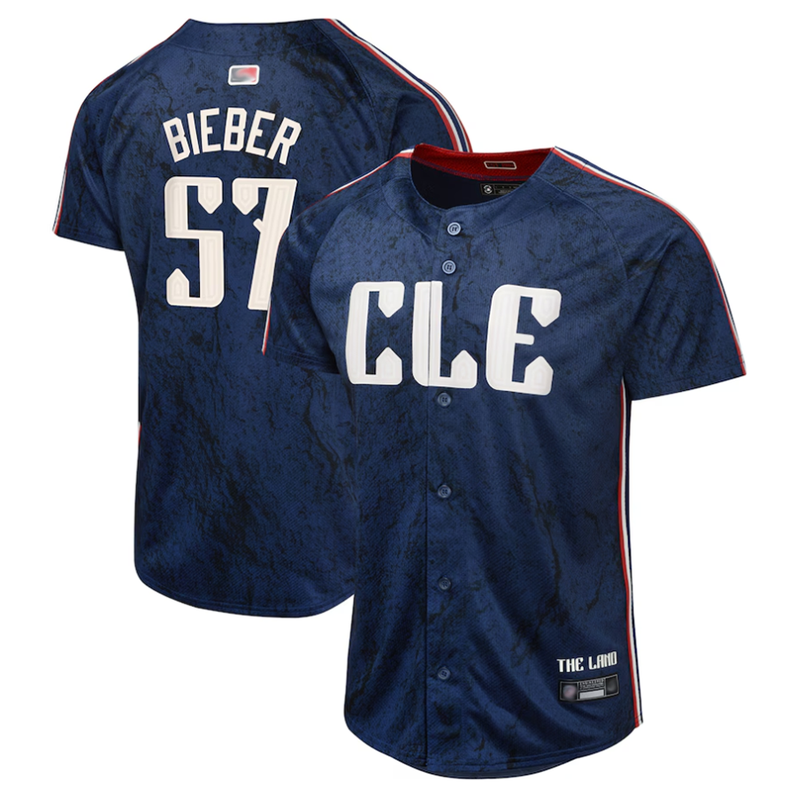 Custom #57 Navy City Connect CLE Baseball Shirt Top