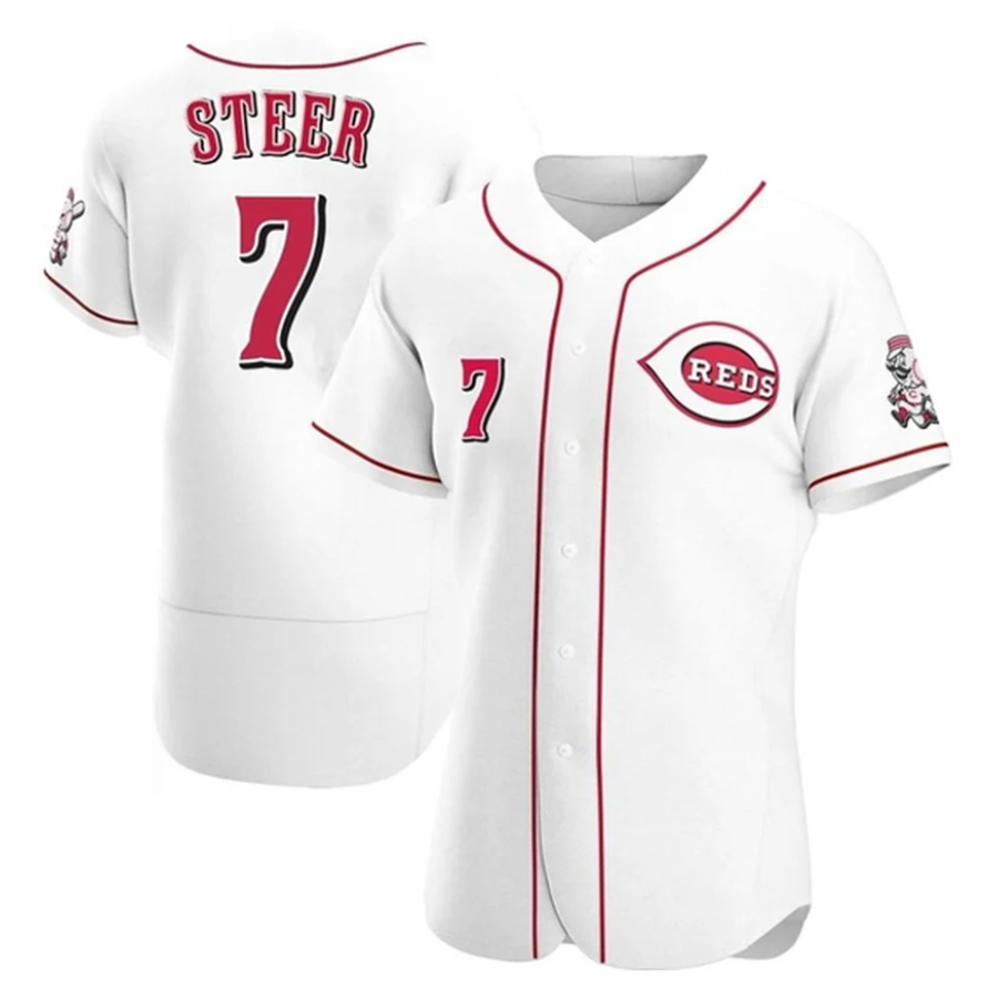 Custom #7 White CIN Baseball Shirt Top