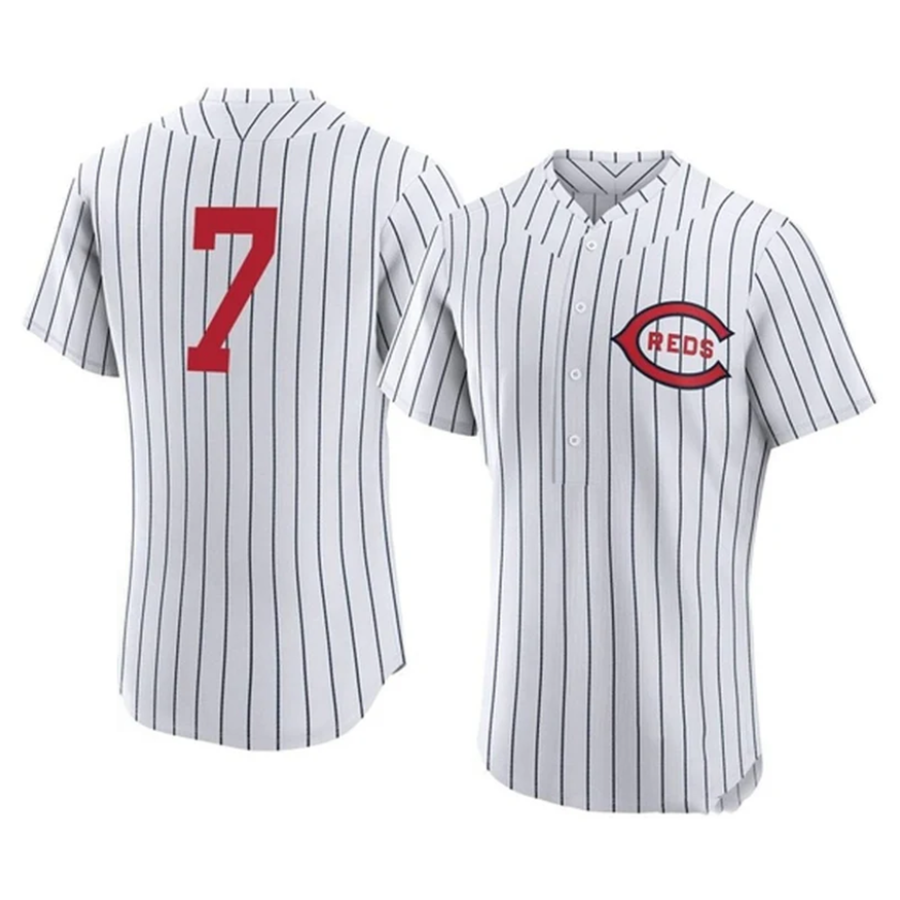Custom #7 White CIN Baseball Shirt Top