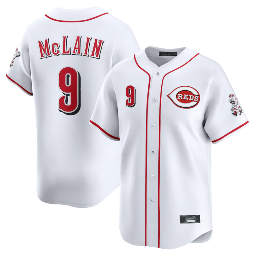 Custom #9 White CIN Baseball Shirt Top