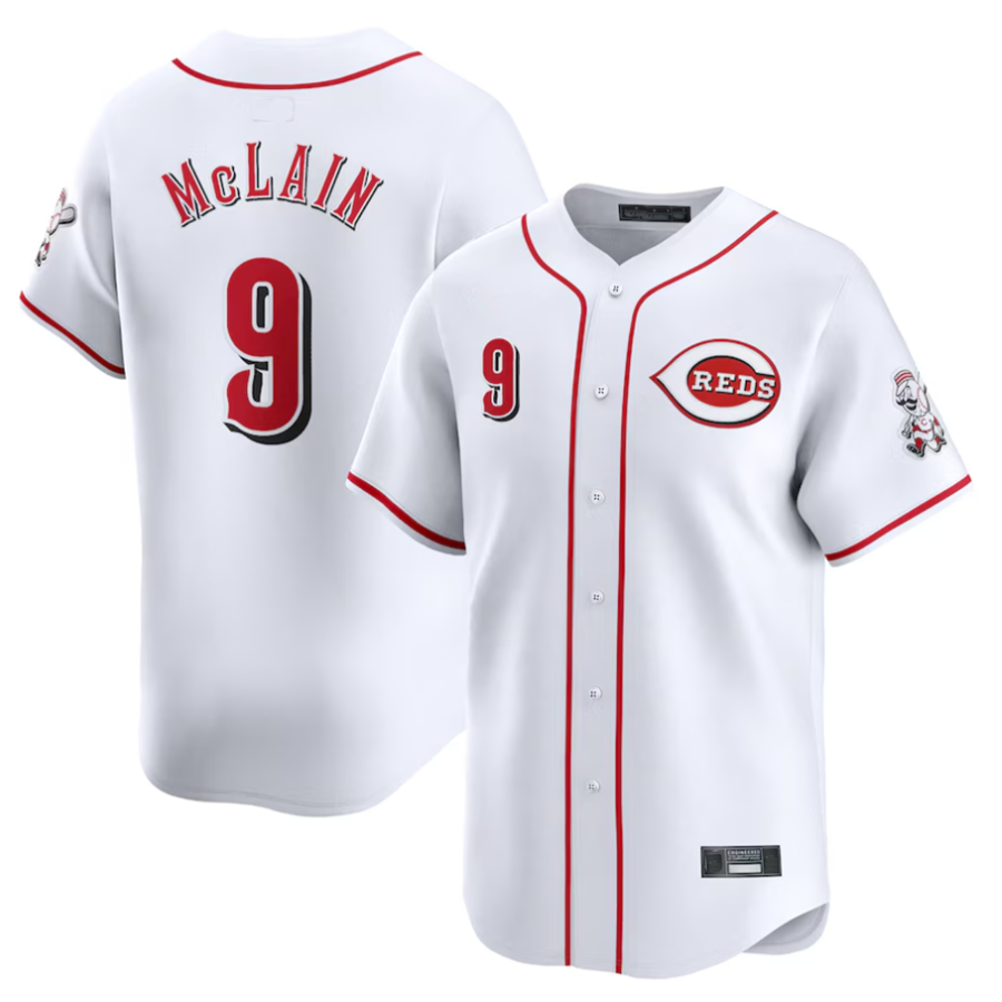 Custom #9 White CIN Baseball Shirt Top
