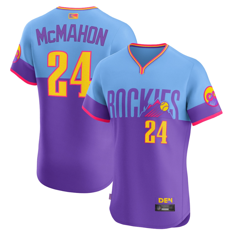 Custom #24 Light Blue City Connect COL Baseball Shirt Top