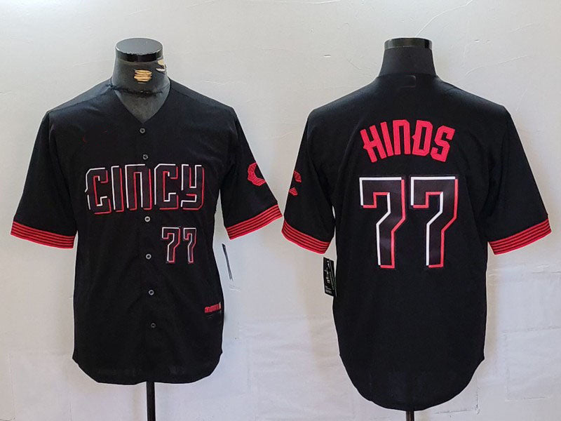 Custom #77 Black CIN Baseball Shirt Top