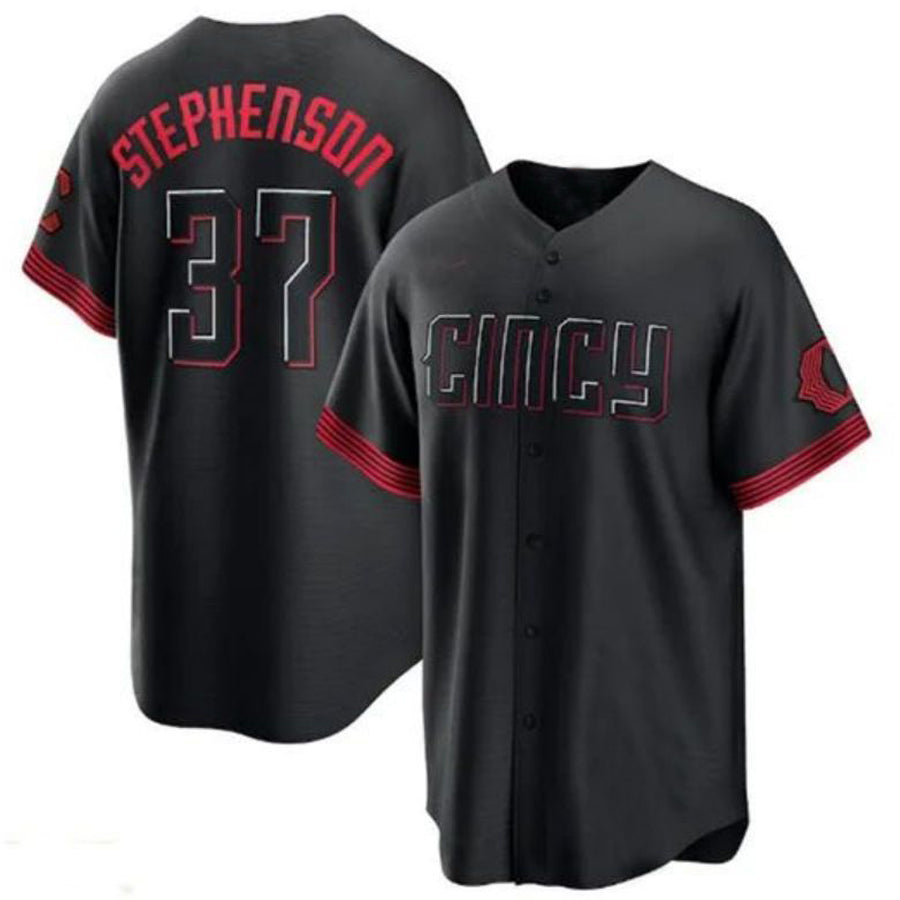 Custom #37 Black City Connect CIN Baseball Shirt Top