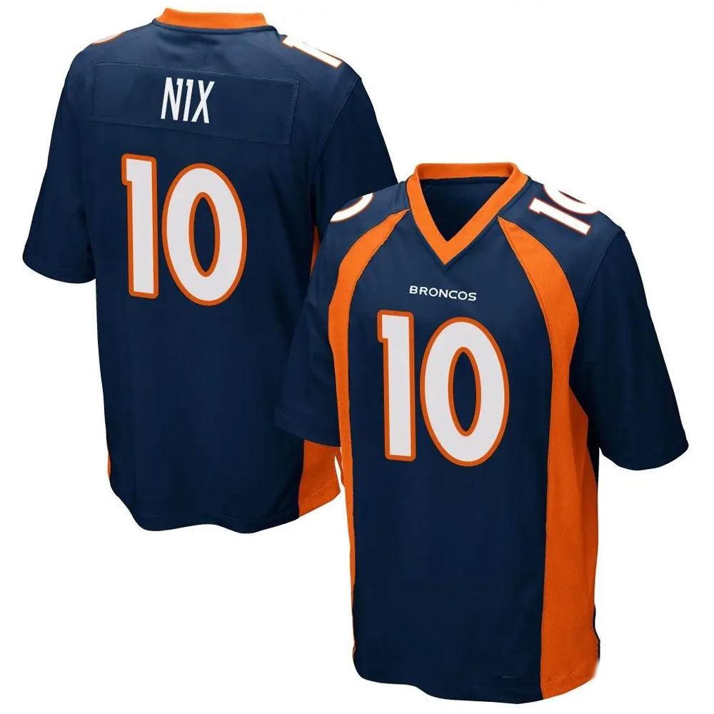 Custom #10 Navy DEN Football Shirt Top