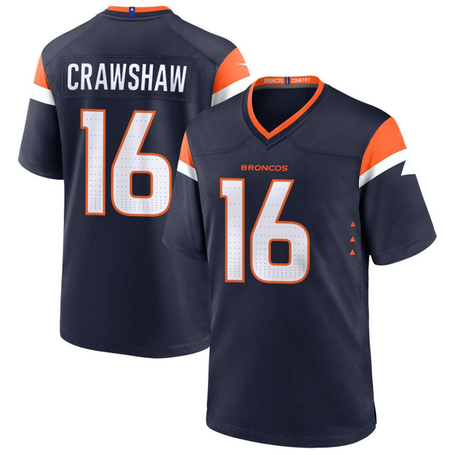 Custom #16 Navy DEN Football Shirt Top