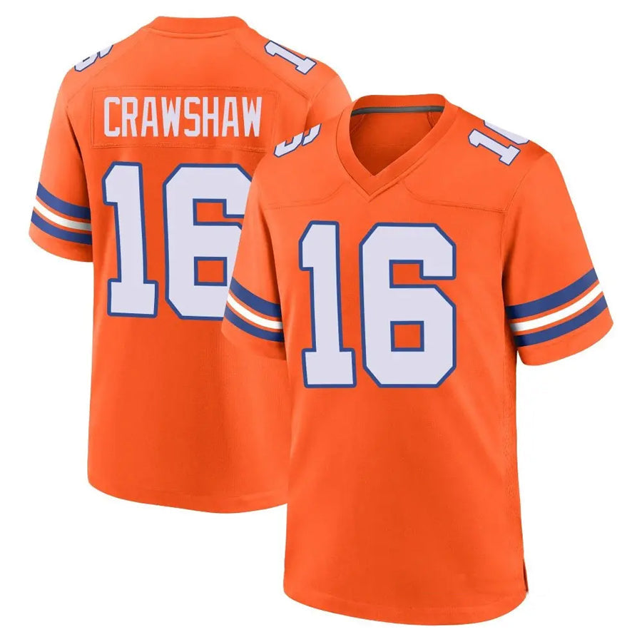 Custom #16 Orange Throwback DEN Football Shirt Top