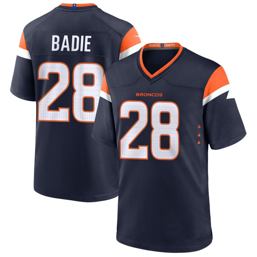 Custom #28 Navy DEN Football Shirt Top