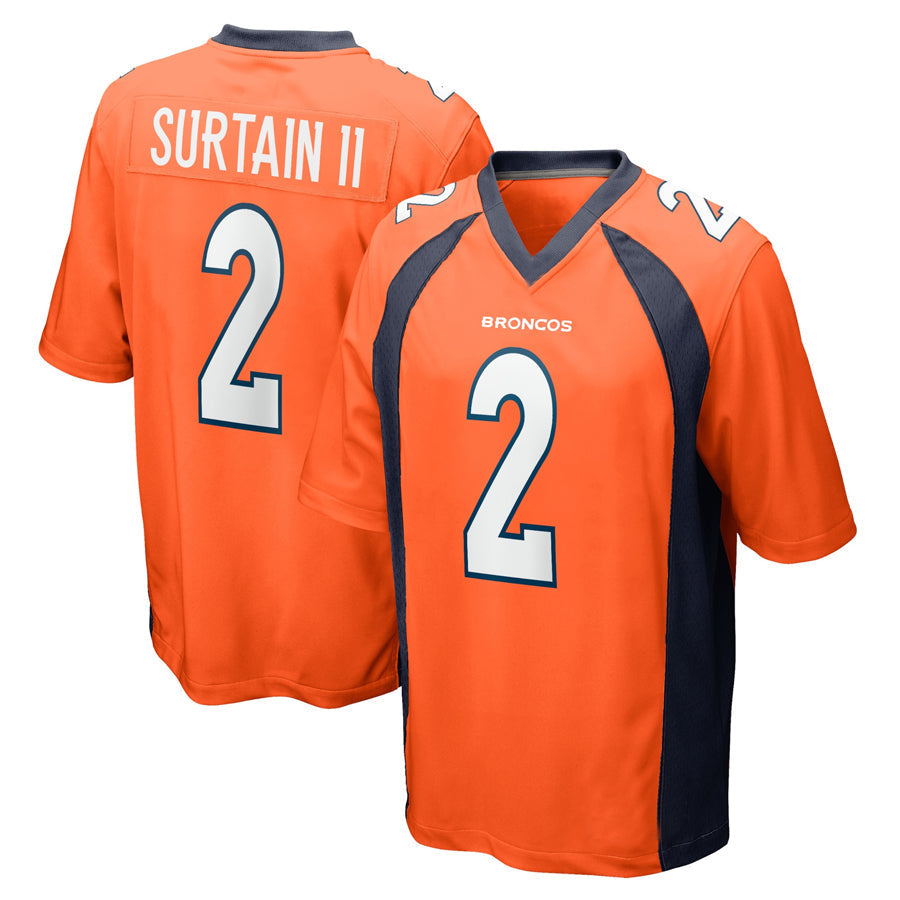 Custom #2 Orange DEN Football Shirt Top