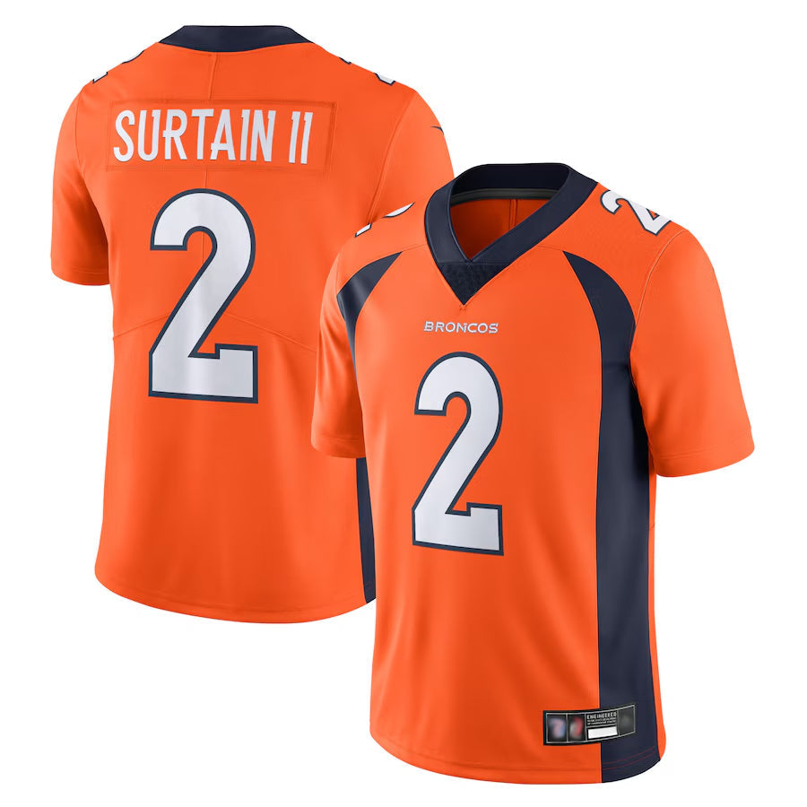 Custom #2 Orange DEN Football Shirt Top